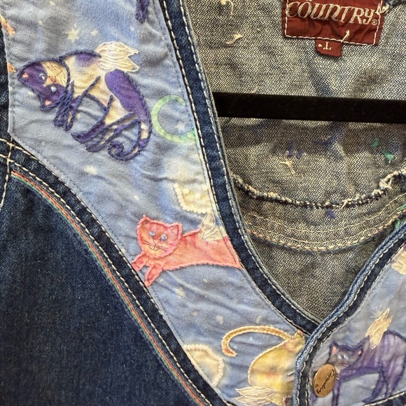 VINTAGE COUNTRY Denim Cat Vest - Picture 3 of 4